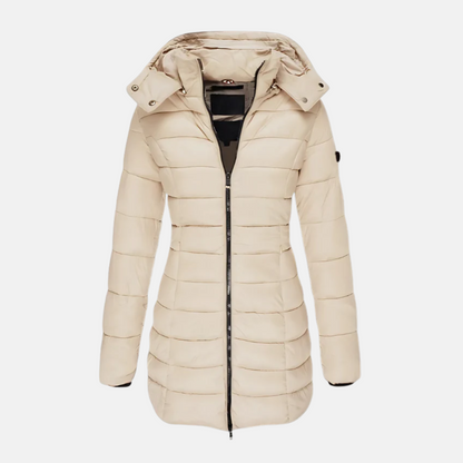 Women's Fitted Puffer Jacket with Hood
