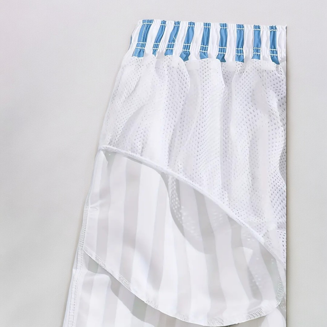 Trendy High Waisted Vertical Stripe Beach Shorts