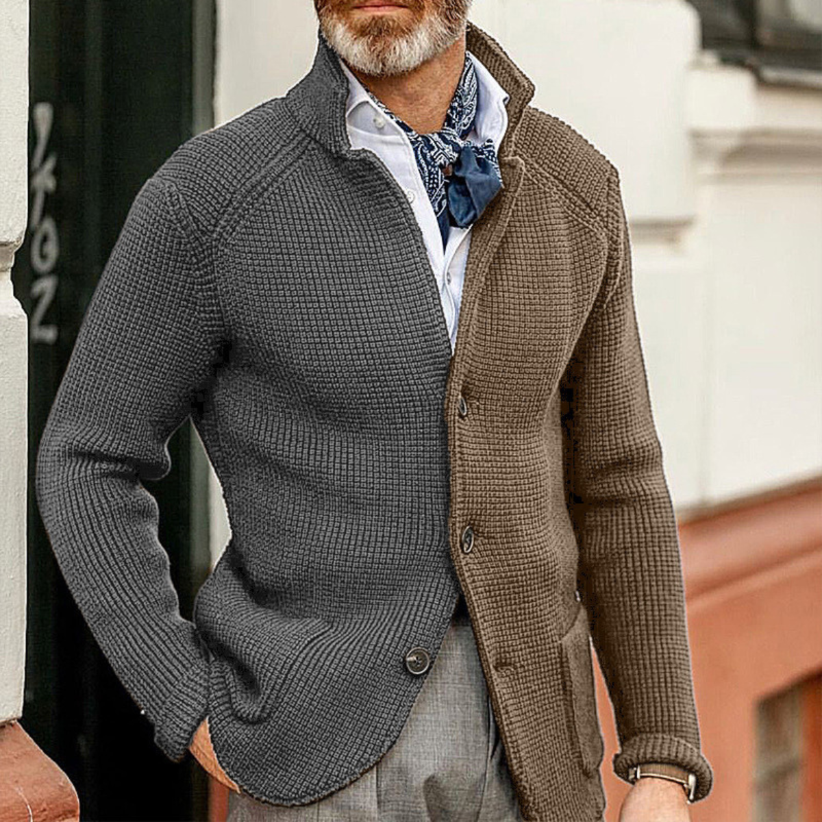 Classic Men's Colour Block Knit Cardigan