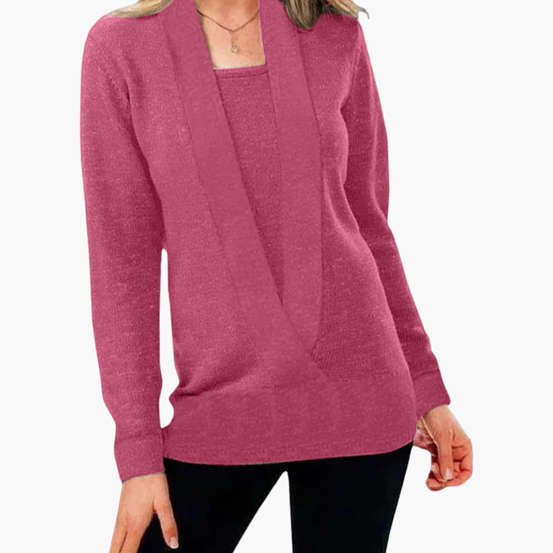 Ladies' V-Neck Long Sleeve Winter Sweater - Olytrend