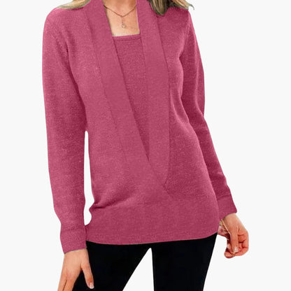 Ladies' V-Neck Long Sleeve Winter Sweater - Olytrend