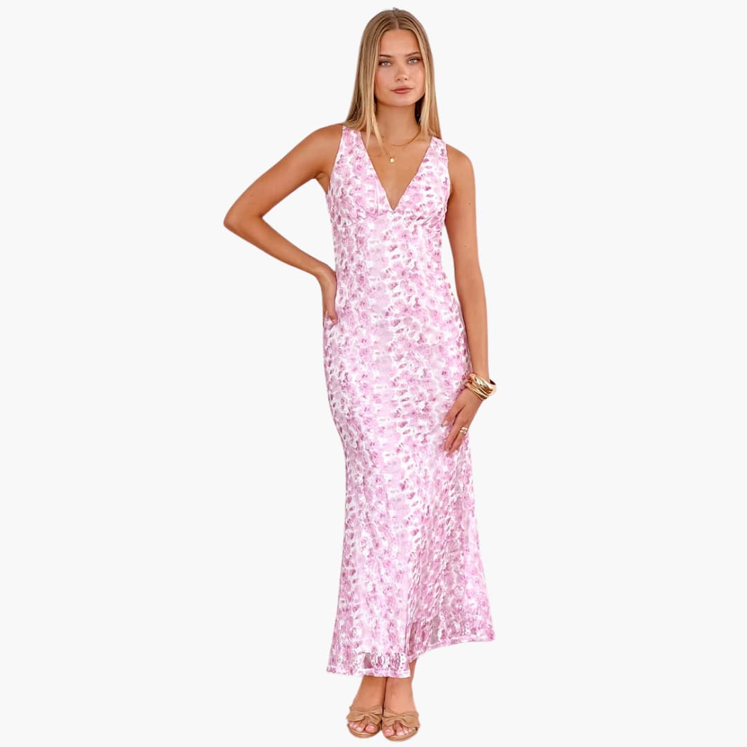Chic V-Neck Maxi Dress for Women