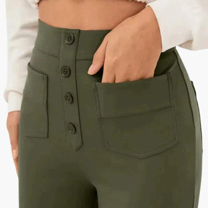 Women's Comfortable Wide Leg Pants with Button Front