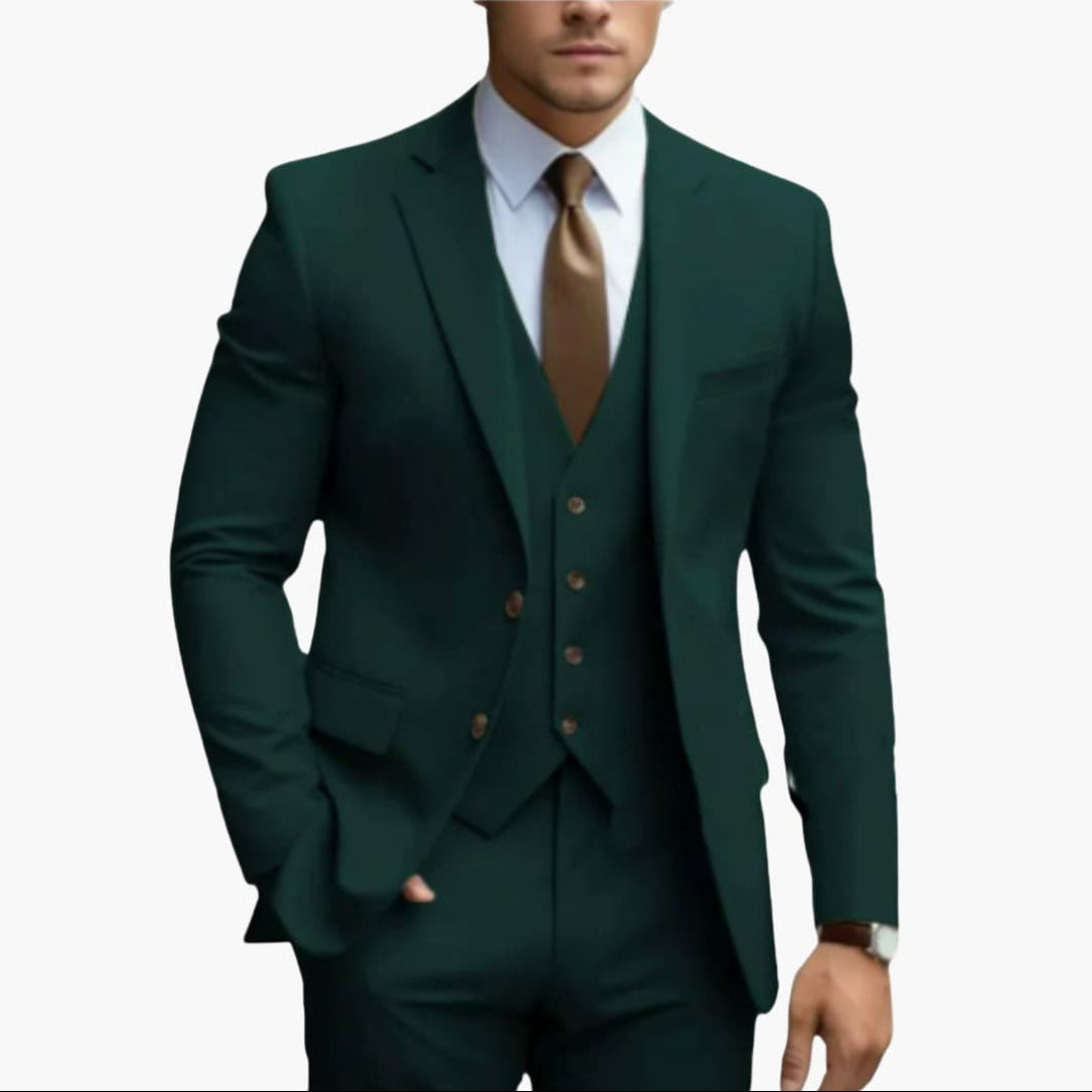 Classic Men's 3-Piece Suit with Slim Fit Trousers - Olytrend