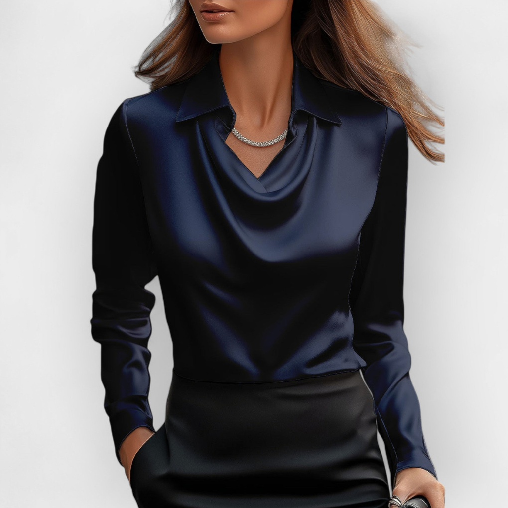 Luxurious Silk Blouse with Ruffle Neckline