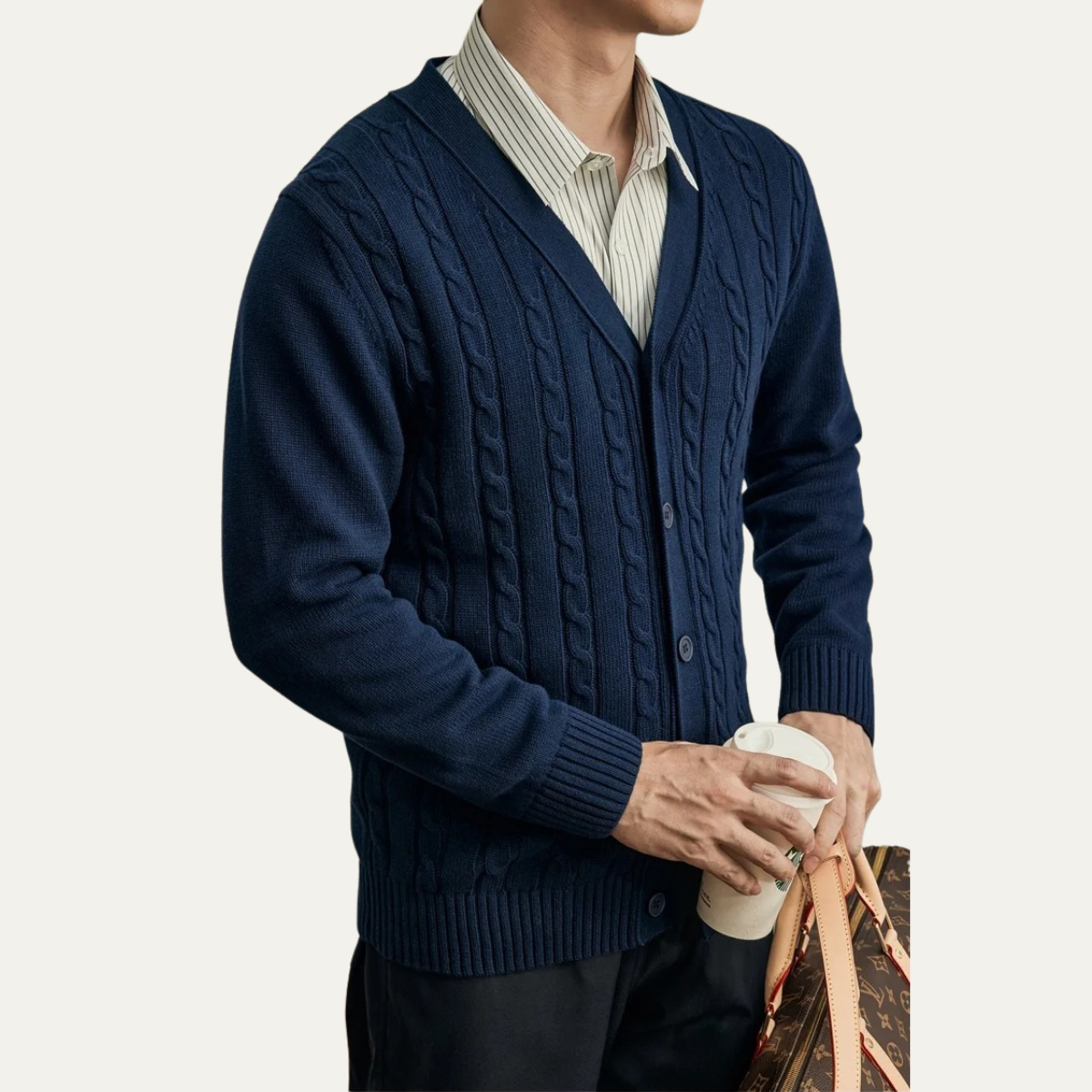 Classic Men's Cozy V Neck Knitted Cardigan