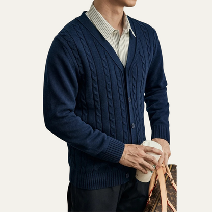 Classic Men's Cozy V Neck Knitted Cardigan