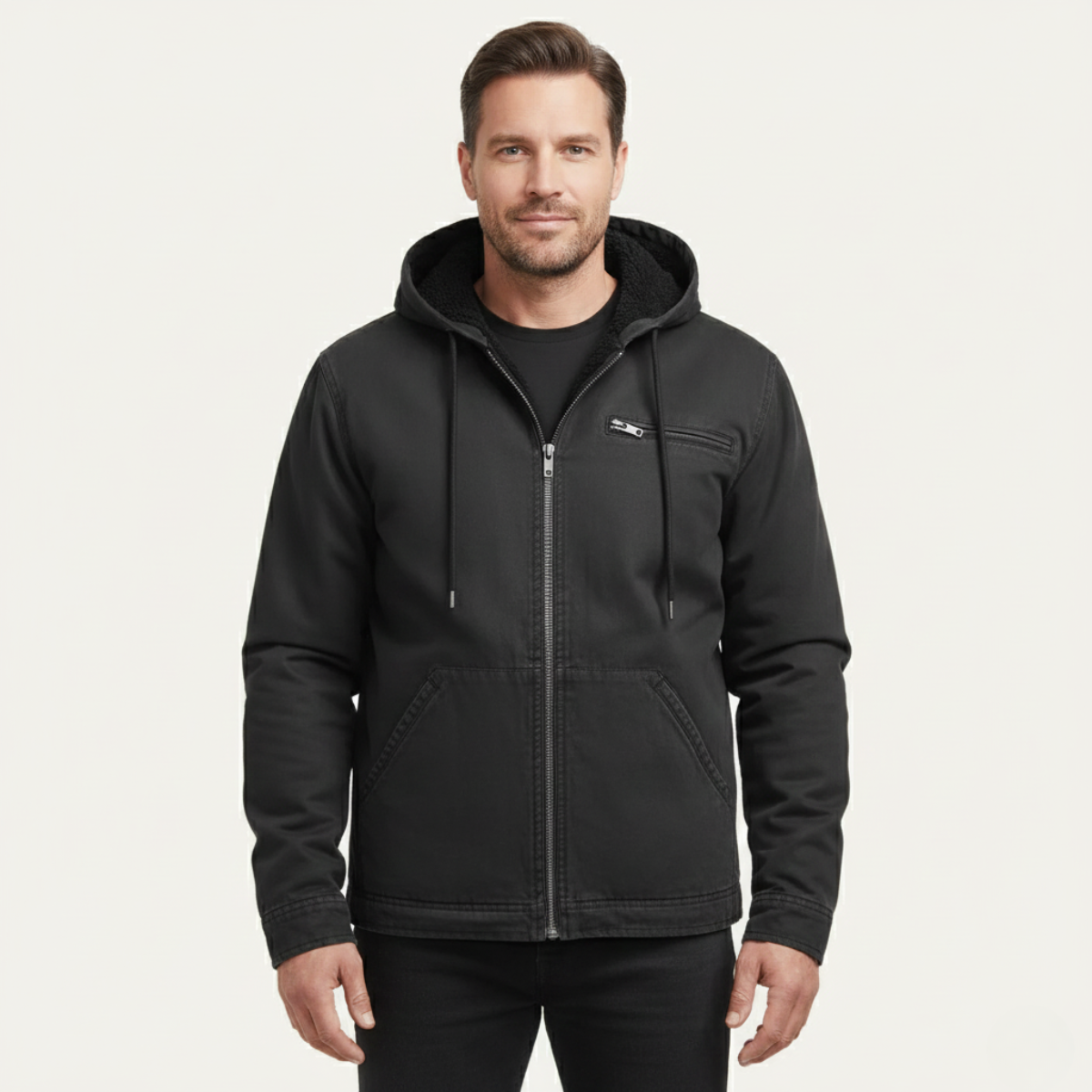 Men's Cozy Fleece Lined Vintage Hoodie Jacket