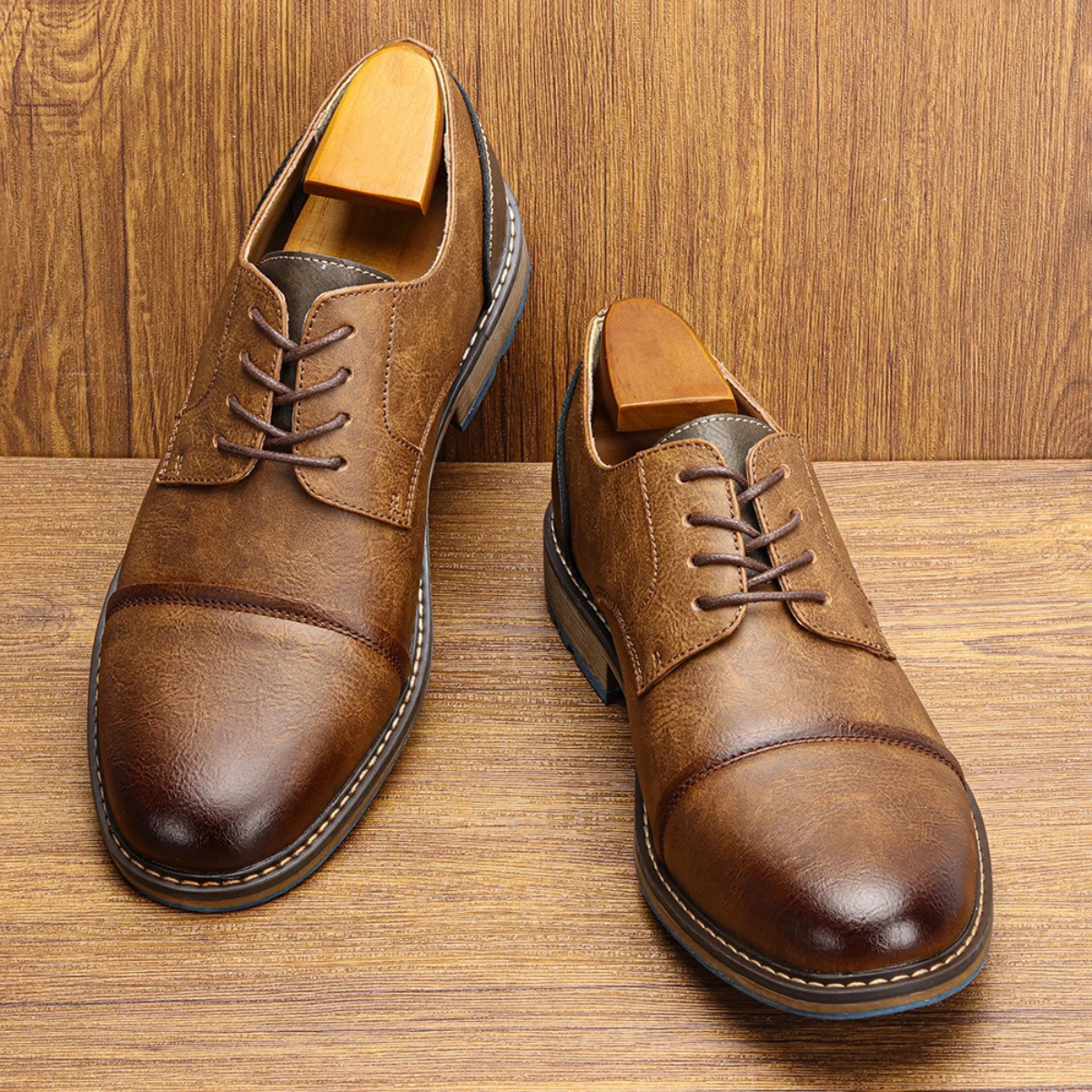 Classic Vintage Leather Lace Up Oxford Shoes