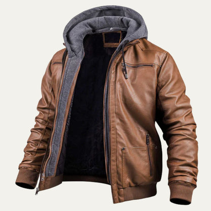 Stylish Brown Mens Genuine Leather Jacket