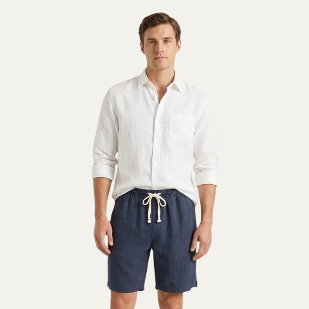 Casual Linen Drawstring Shorts for Men