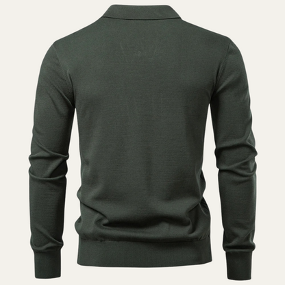 Classic Men's Crew Neck Knit Polo Sweater