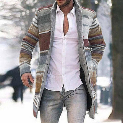 Classic Fit Men's Striped Overcoat