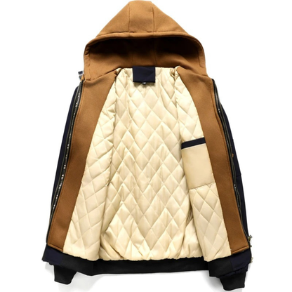 Warm Fleece Lined Mens Hooded Bomber Jacket