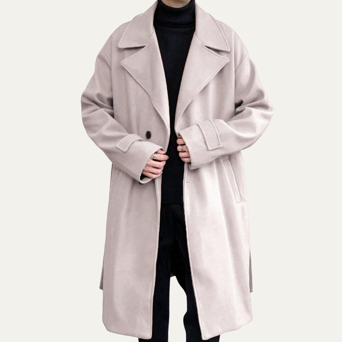Classic Men's Camel Overcoat with Adjustable Belt