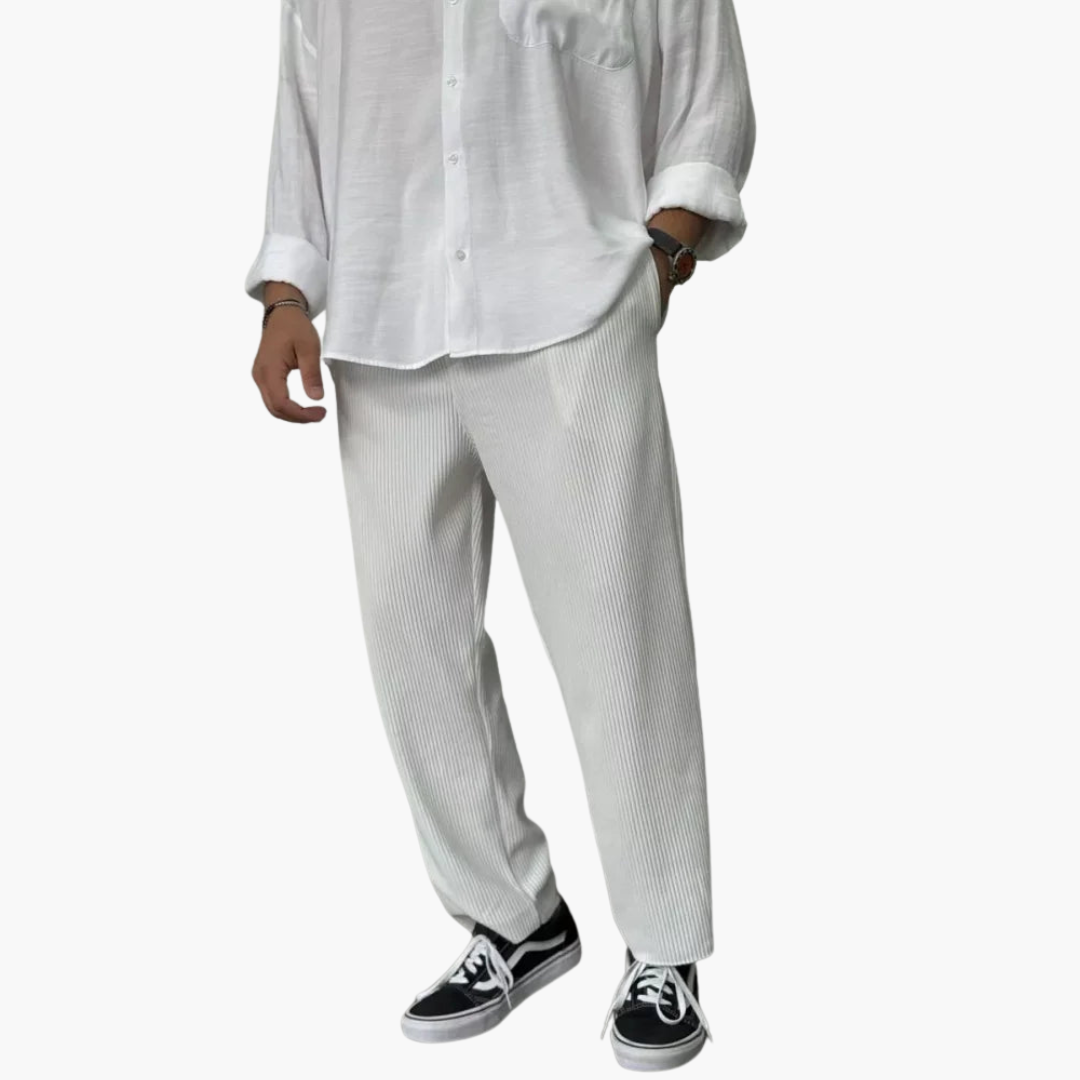 Classic High Waist Wide Leg Corduroy Trousers