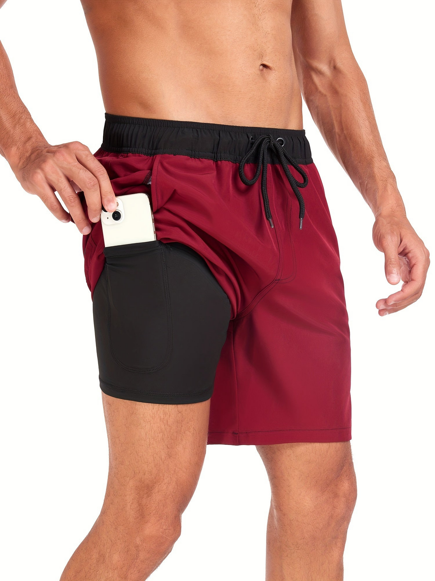 Waterproof Men's Swim Trunks Elastic Waist Quick Dry