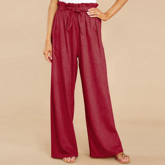 Comfy Women's Wide Leg Pants with Elastic Waistband - Nocini