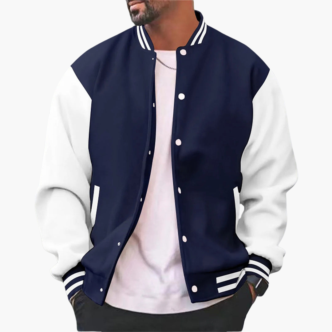 Classic Sports Bomber Jacket with Zip Front