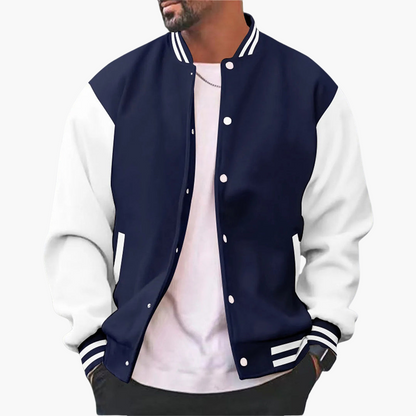 Classic Sports Bomber Jacket with Zip Front