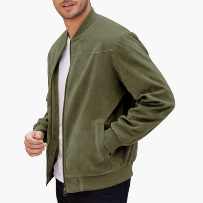 Classic Zip Up Mens Leather Jacket with Pockets