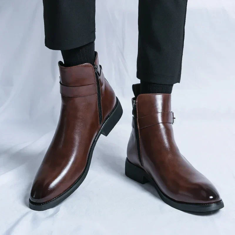 Smart Mens Leather Ankle Boots