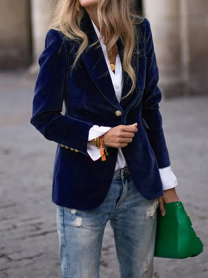 Classic Women's Blazer with Metal Buttons