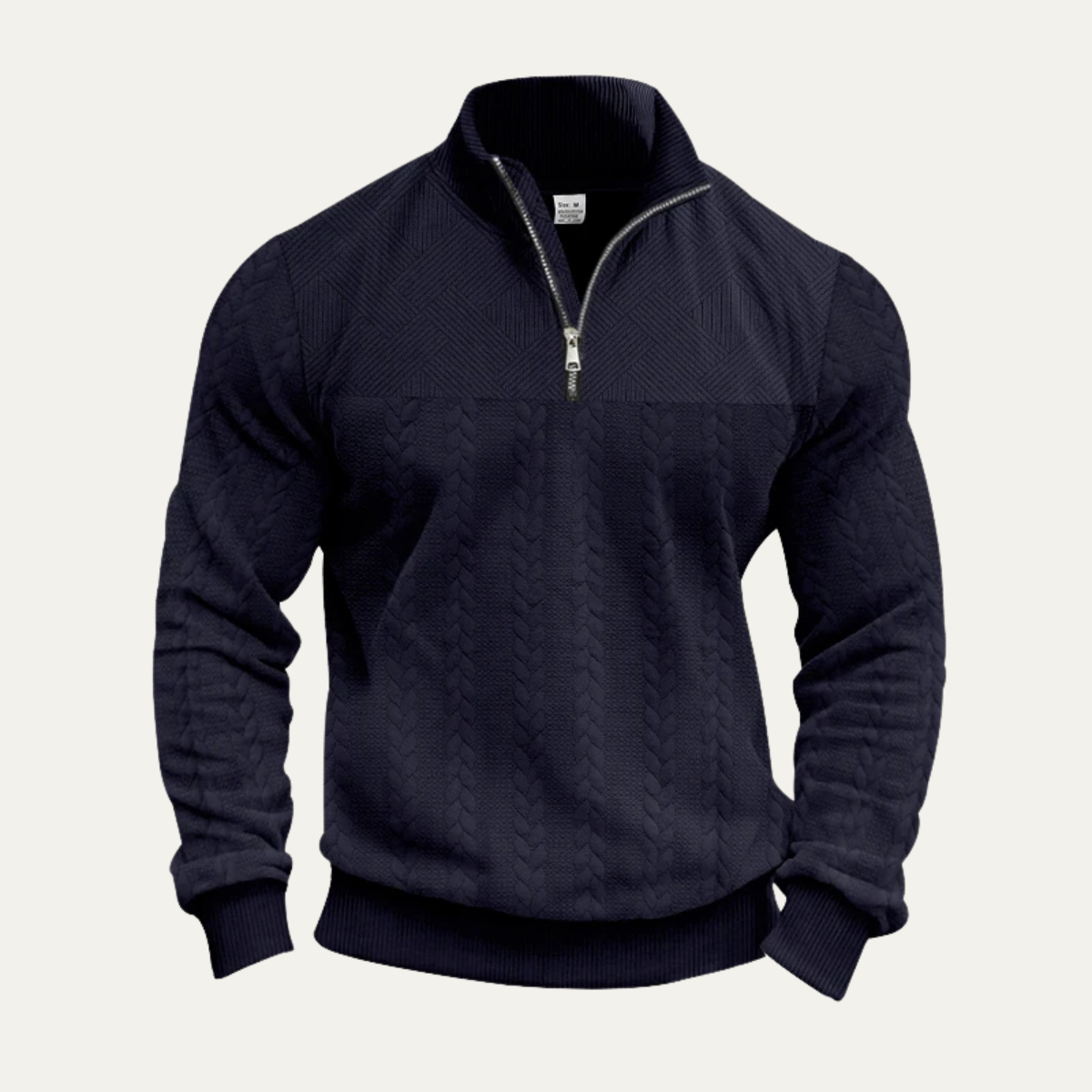 Warm Men's Cable Knit Half Zip Sweater