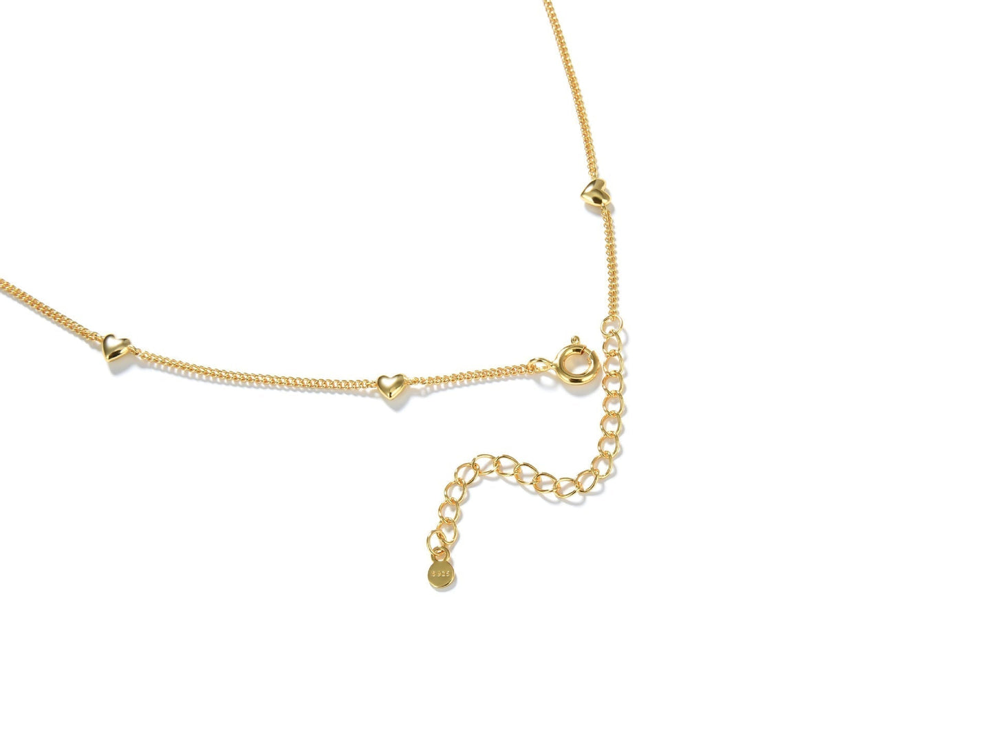 Elegant 18K Gold Plated Silver Heart Pendant Necklace