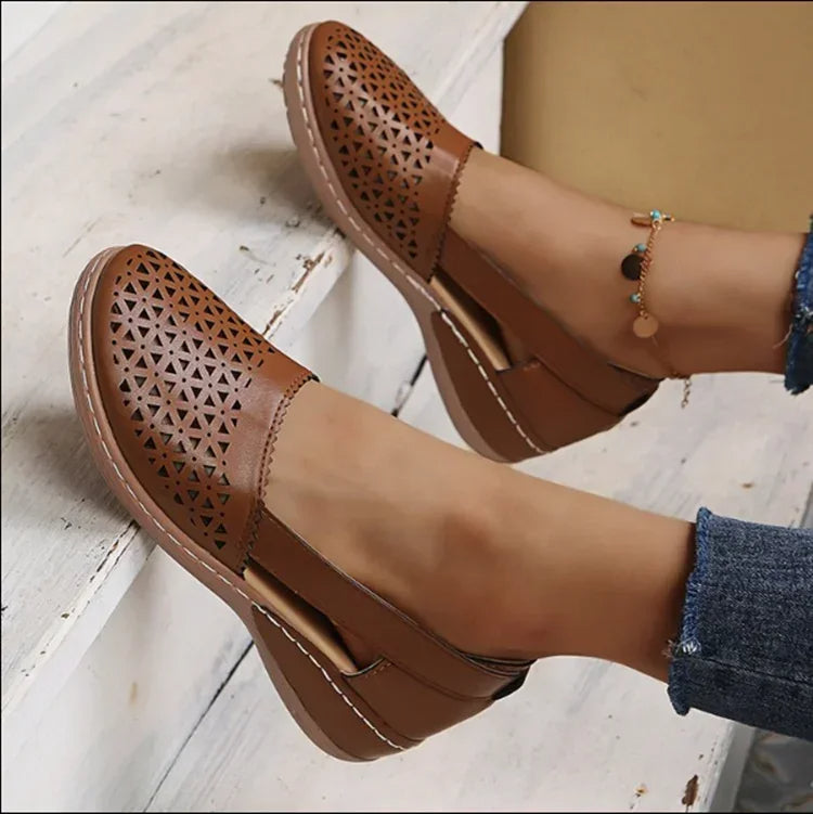 Easy Walk Flat Wedge Shoes - Olytrend