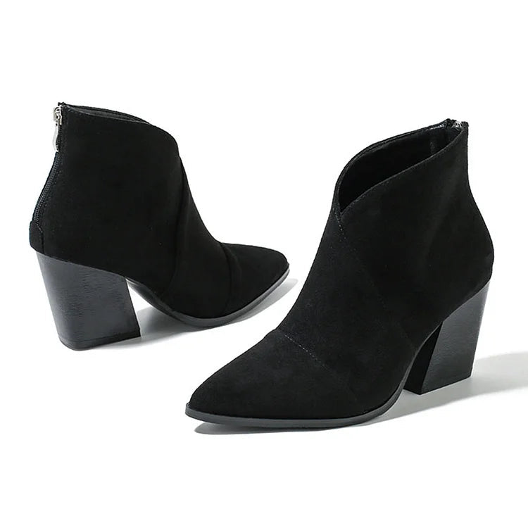 Classic Pointy Low Heel Boots