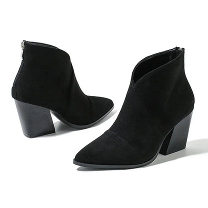 Classic Pointy Low Heel Boots