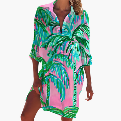 Ladies Long Sleeve Button Front Dress
