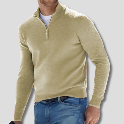 Classic Zip Neck Cotton Sweater