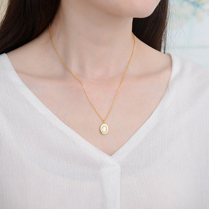 Genuine Moonstone Pendant, Sterling Silver, Gold Coated