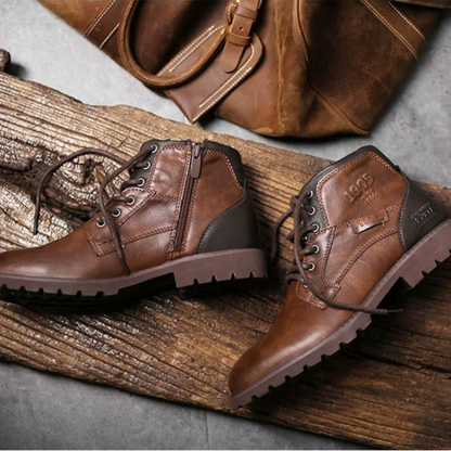 Tough Leather Military Style Ankle Boots
