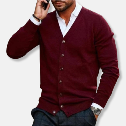 Soft V-Neck Wool Cardigan Sweater