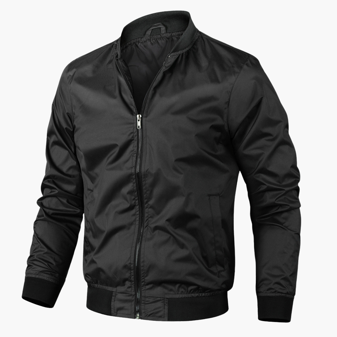 Men's Zip-Up Bomber Jacket - Slim Fit Water Resistant