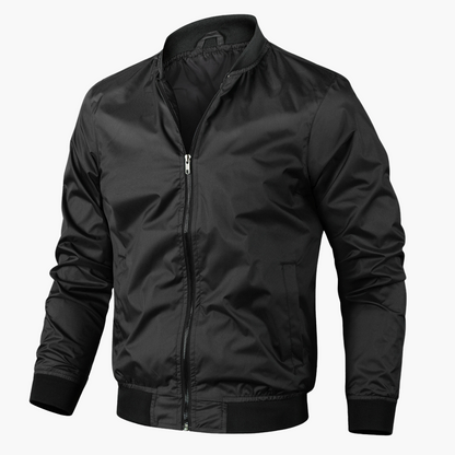 Men's Zip-Up Bomber Jacket - Slim Fit Water Resistant