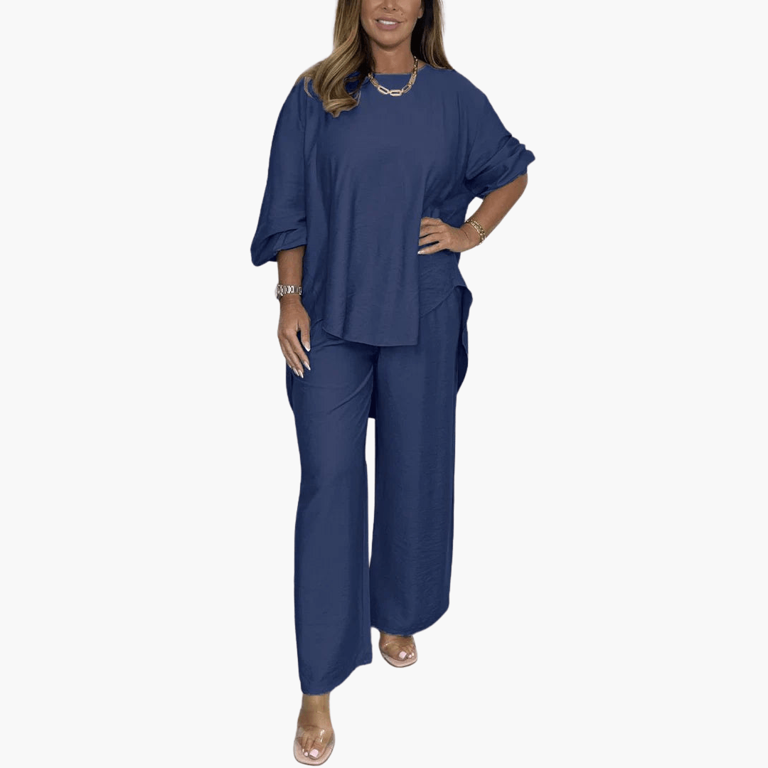 Comfy Women's Pajama Set with Wide Leg Pants