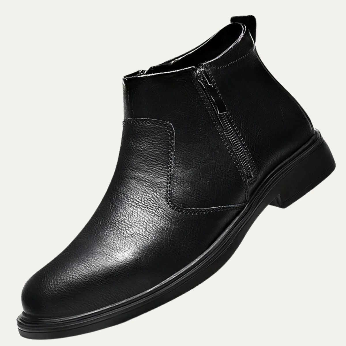Classic Men's Leather Ankle Boots with Zipper Detail