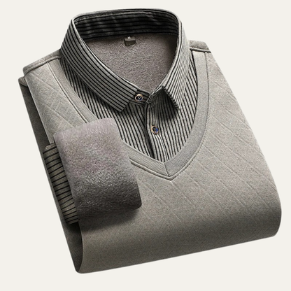 Comfortable Mens Chunky Knit Polo Sweater
