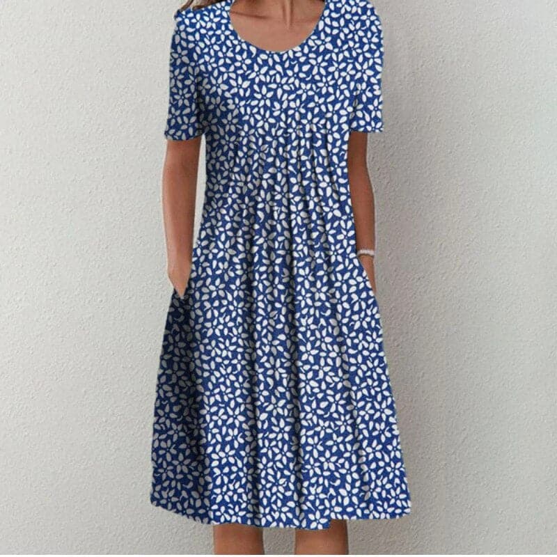 Floral A-Line Knee Length Dress with Pockets
