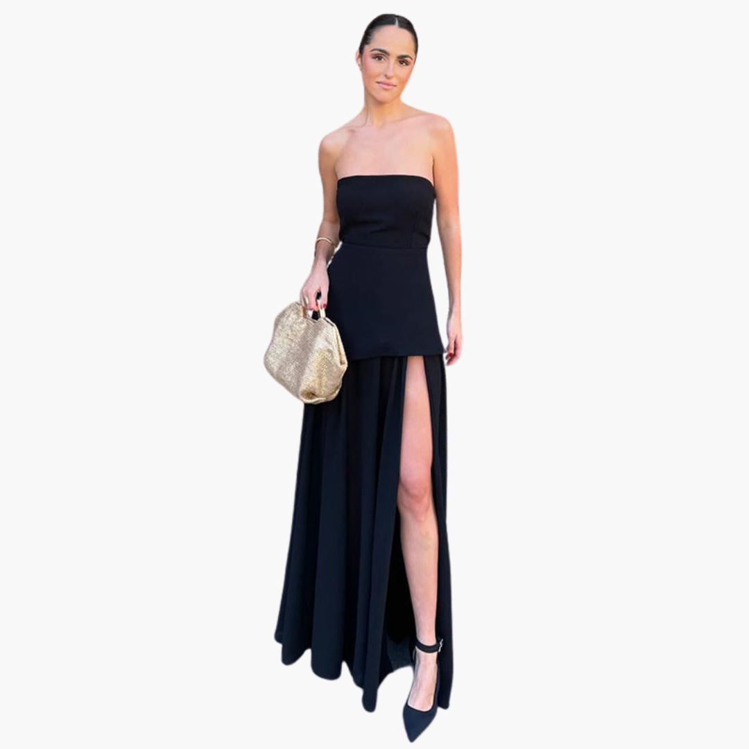Women's Elegant Long Gown with High Leg Slit
