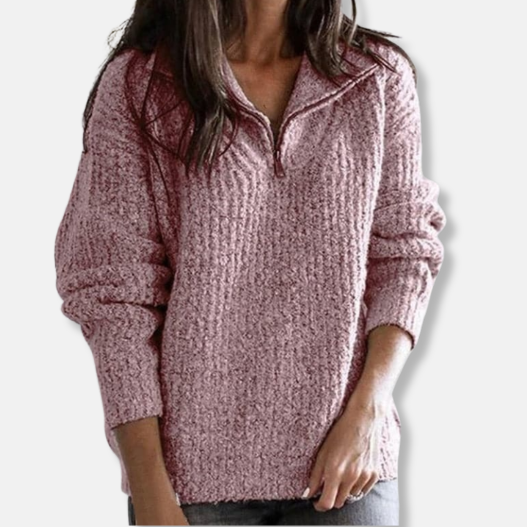 Casual Texture Half Zip Sweater