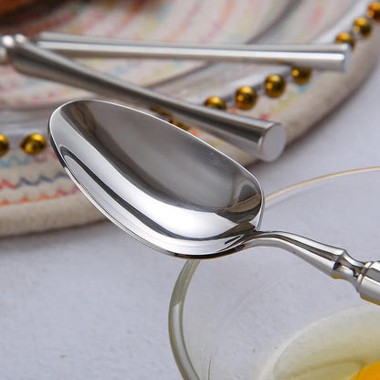 Contemporary Stainless Steel Flatware Set with Polished Finish