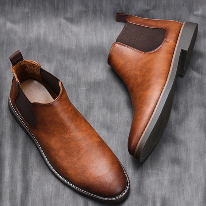 Comfortable Men's Tan Leather Chelsea Boots