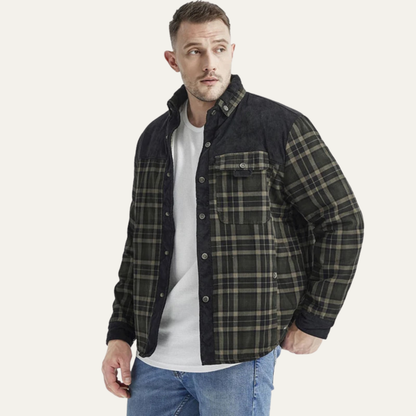 Warm Plaid Multi Pocket Men's Flannel Jacket