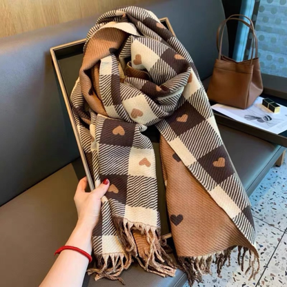 Cozy Soft Checked Fringed Winter Scarf