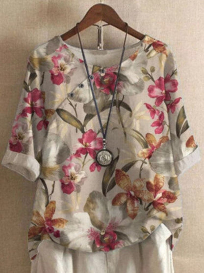 Casual Floral Women's Blouse with Button Front